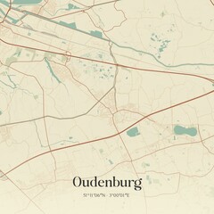 Vintage map of Oudenburg, Belgium.