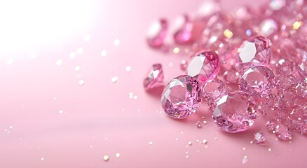 Shiny pink water bubbles create a delicate, pearl-like texture