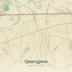 Vintage map of Quaregnon, Belgium.