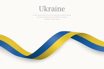 Ukraine flag on Waving ribbon