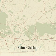 Vintage map of Saint-Ghislain, Belgium.