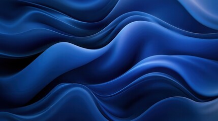 Obraz premium Abstract Fluid Waves in Deep Blue Tones Capturing Elegance and Motion in Design