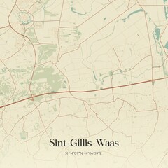Vintage map of Sint-Gillis-Waas, Belgium.