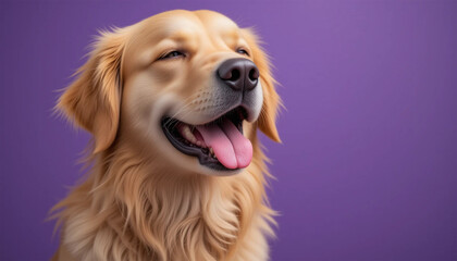 golden retriever dog, Golden Retriever Dog with Purple Background