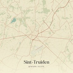 Fototapeta premium Vintage map of Sint-Truiden, Belgium.