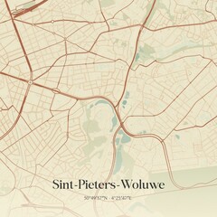 Vintage map of Sint-Pieters-Woluwe, Belgium.