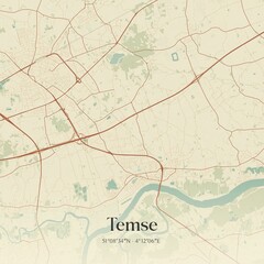 Obraz premium Vintage map of Temse, Belgium.
