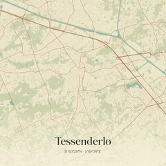 Vintage map of Tessenderlo, Belgium.
