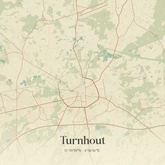 Fototapeta premium Vintage map of Turnhout, Belgium.