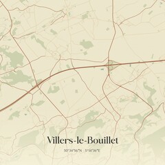 Vintage map of Villers-le-Bouillet, Belgium.