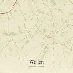 Vintage map of Wellen, Belgium.