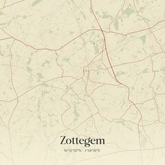 Vintage map of Zottegem, Belgium.