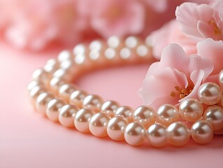 A beautiful pink pearl necklace, an elegant jewelry gift