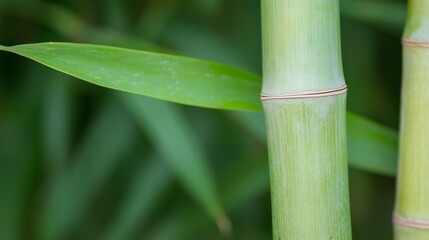 Fototapeta premium Green bamboo stalks and leaves