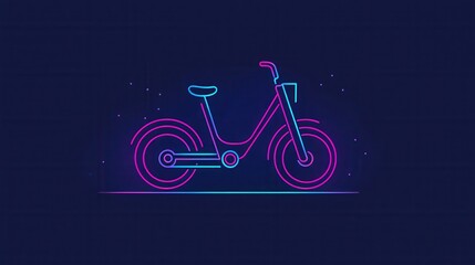 Fototapeta premium Vibrant Neon Bicycle Illustration Against Dark Background for Creative Projects and Media Use