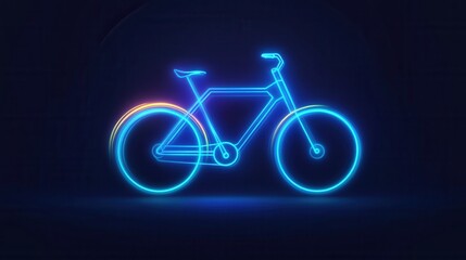 Fototapeta premium Neon Bicycle Illustration with Blue and Orange Glow on Dark Background