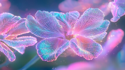 Obraz premium Dreamy Twilight Scene with Colorful Floral Elements in Soft Light