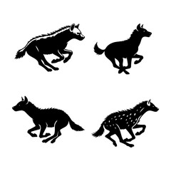 Running Hyena Silhouette Vector Set – Dynamic Wild Scavenger Illustrations for Logos & Design
