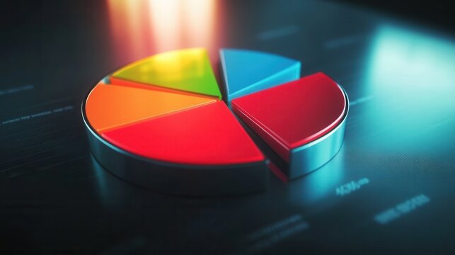 Colorful Pie Chart Displaying Data Insights and Business Analysis in Modern Environment