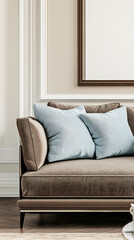 Horizontal brown frame mock-up in an elegant classic living room setting