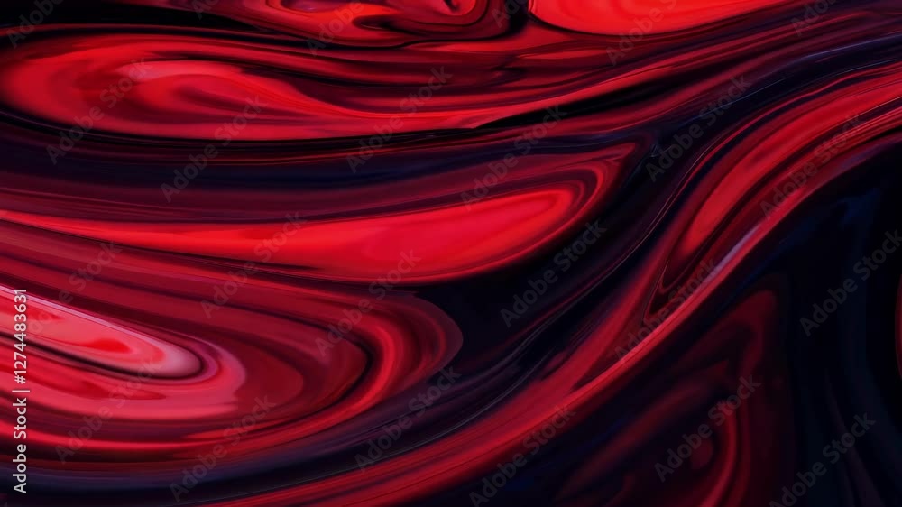 Poster an abstract composition showcases vibrant red and deep black swirls that create a sense of dynamic m