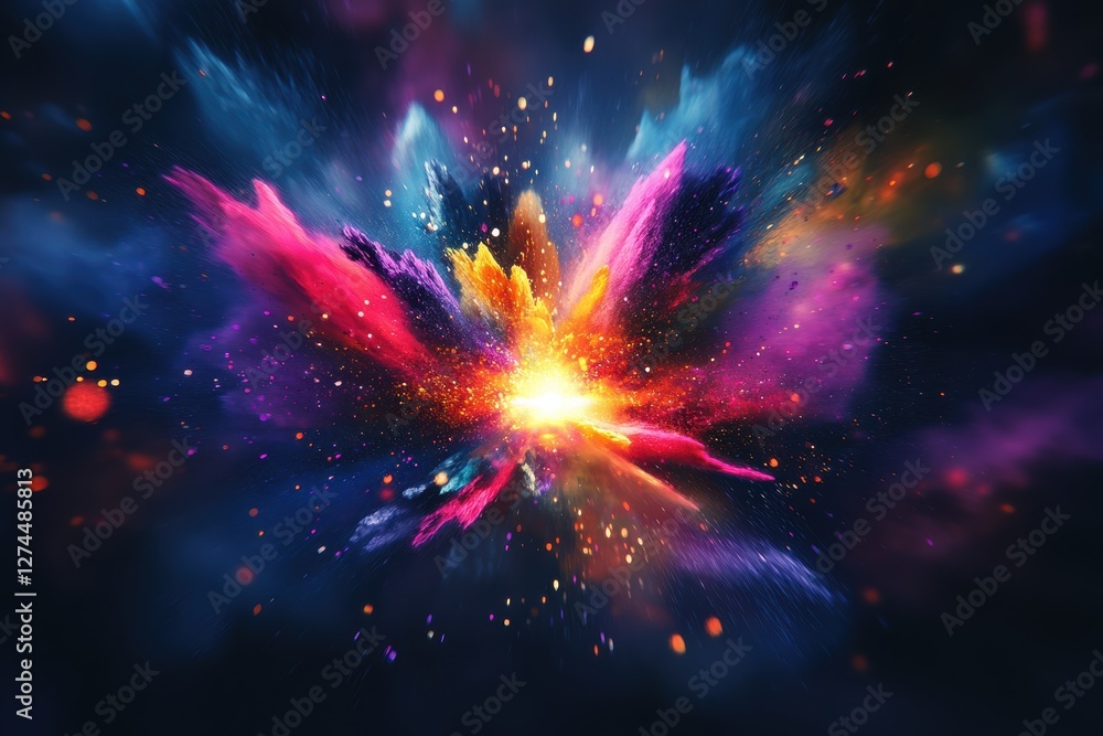 Aufkleber Colorful explosion of nebula clouds creating an abstract background