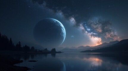 Naklejka premium Distant Planet's Stunning Vista