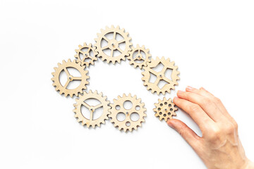 Gears chain beak as a symbol of problem in teamwork and business automation