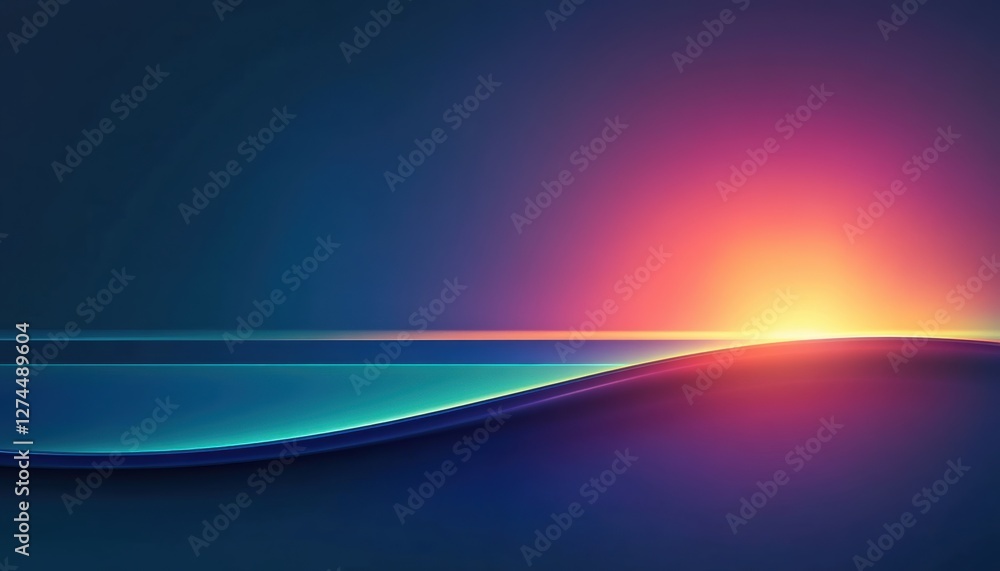 Poster Abstract background showing colorful light beams emanating from horizon