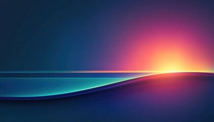 Abstract background showing colorful light beams emanating from horizon