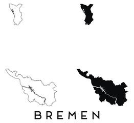 Bremen map outline and black silhouette vector