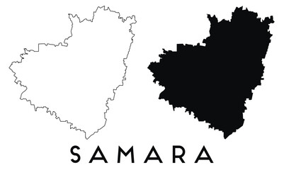 Samara map outline and black silhouette vector