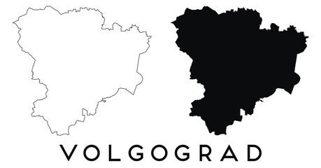 Volgograd city map with black border outline vector