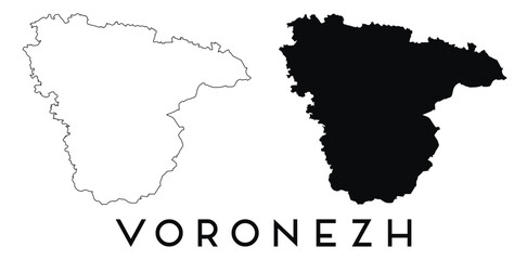 Obraz premium Voronezh city map with black border outline vector