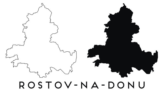 Rostov na Donu city map with black border outline vector