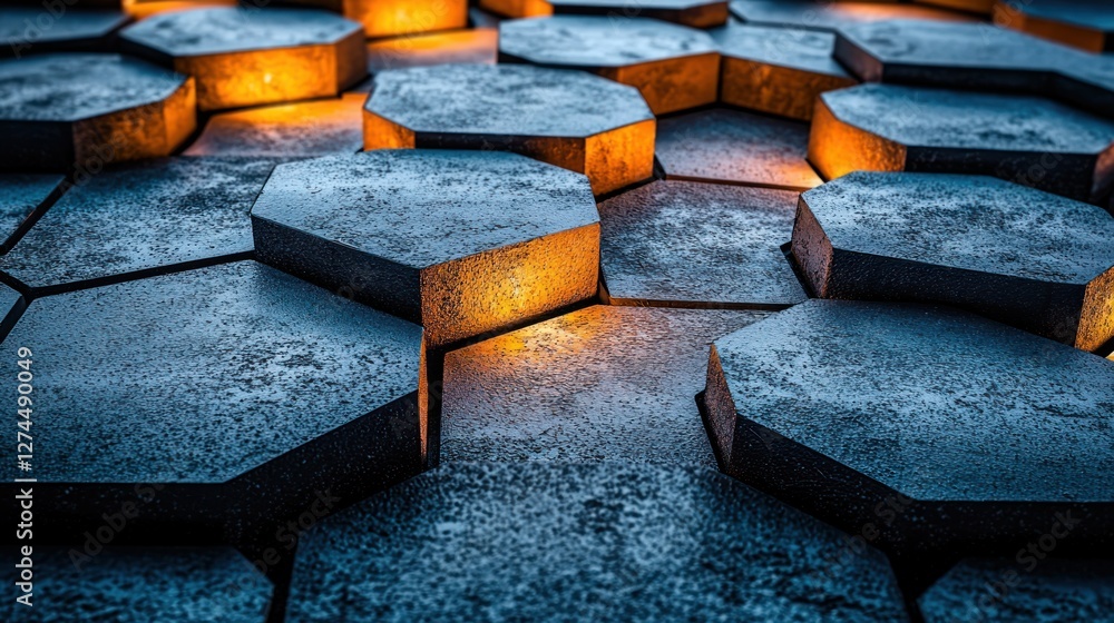 Aufkleber abstract hexagon pattern: illuminated geometric design