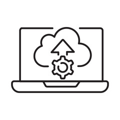 Cloud Upload Icon – Secure Data Storage and Online File Transfer - Editable stroke Line icon