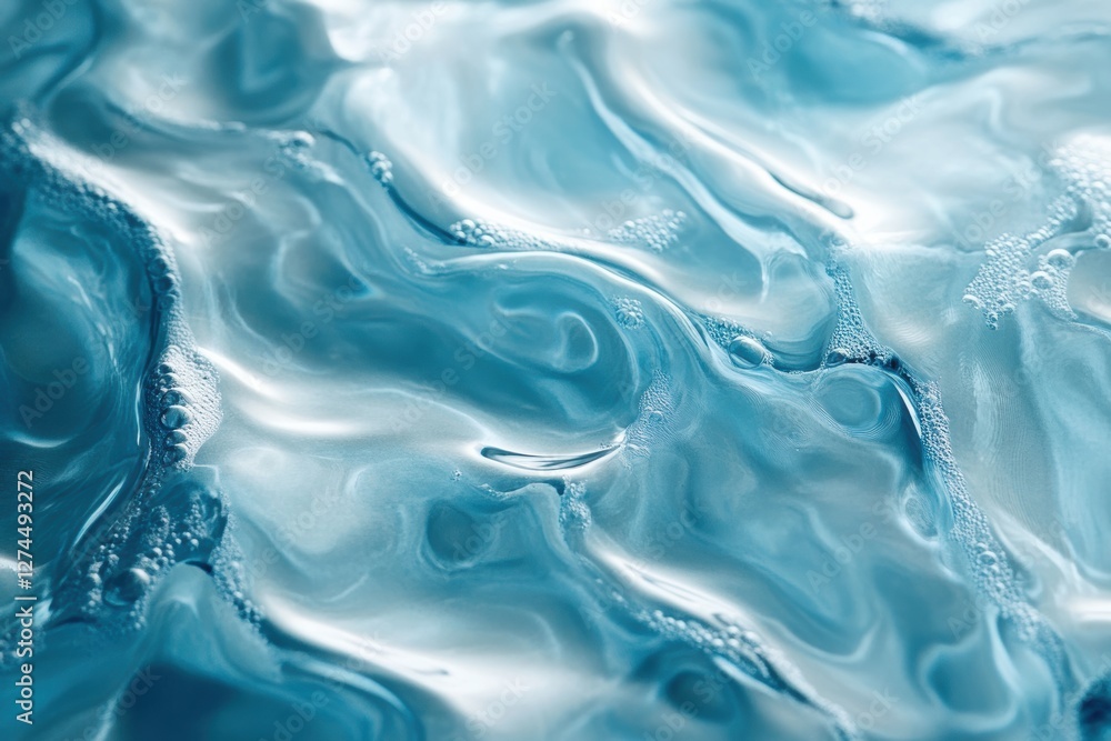 Poster cosmetic gel with bubbles creating a soothing and refreshing texture