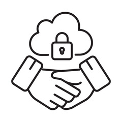 Establish Secure Cloud Partnership Icon – Cloud Collaboration and Cybersecurity Compliance - Editable stroke Line icon