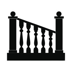 Fototapeta premium Elegant Stone Balustrade Silhouette Black Vector on White Background
