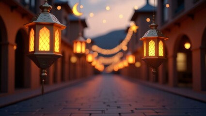 Fototapeta premium Beautiful background with a shining lantern Fanus. Free space for your text