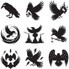 Silhouettes of wild birds in flight Raven Silhouette Pigeons Flying Silhouettes 6 Silhouettes – Birds