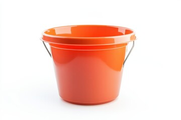 A bright orange bucket ready for summer activities and outdoor adventures at the beach isolated on transparent background