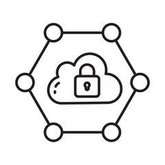 Strengthen Cloud Security Network Icon – Encrypted Cloud and IT Infrastructure Protection -Editable stroke Line icon