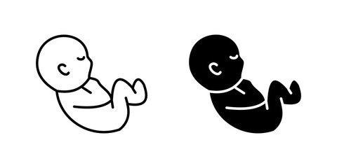 Fetus and newborn icon set. Pregnancy and prenatal sign. Childbirth and maternity symbol. Neonatal healthcare and baby development pictogram. Parenthood and human life illustration.