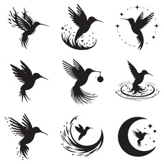 Silhouettes of wild birds in flight Raven Silhouette Pigeons Flying Silhouettes 6 Silhouettes – Birds