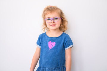 3 years old Child girl on studio white background