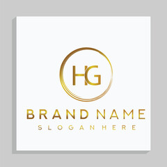 HG letter mark and branding golden colour logo design with a leaf. And your best choice.