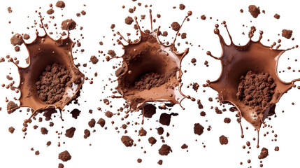 Chocolate Splash Sweet Cocoa Drink, Rich Milk and Candy Treat for Food Displays, isolated on transparent background.