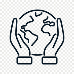 Earth and environment protection outline icon isolated on PNG background